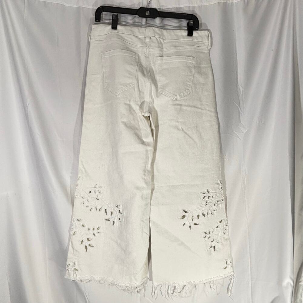 Liverpool Stride High Rise Wide Leg Crop Jeans White Eyelet 10/30 - Picture 3 of 6